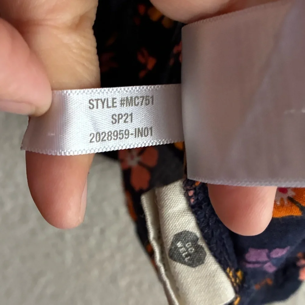 Madewell  Puff-Sleeve Square Neck Smocked-Waist in Aloha Floral Crop Top S